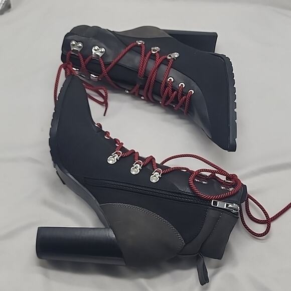 STEVE MADDEN KAREY ANKLE BOOTS BLACK SUEDE ZIP CLOSURE LACE-UPS 10 NWOB - Picture 12 of 16